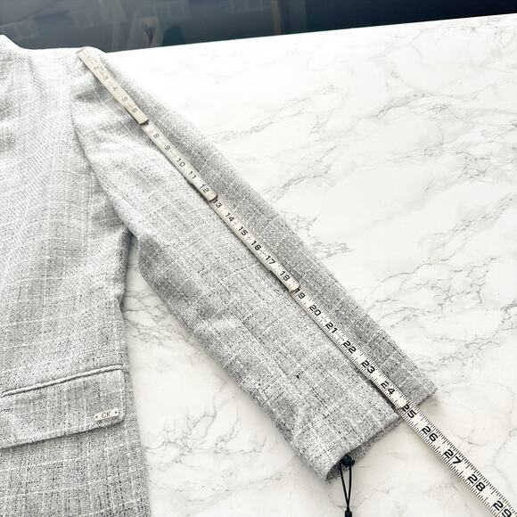 Calvin Klein Checker-Print Collarless Longline Mid Length Blazer Women’s Size 16 - Picture 15 of 15